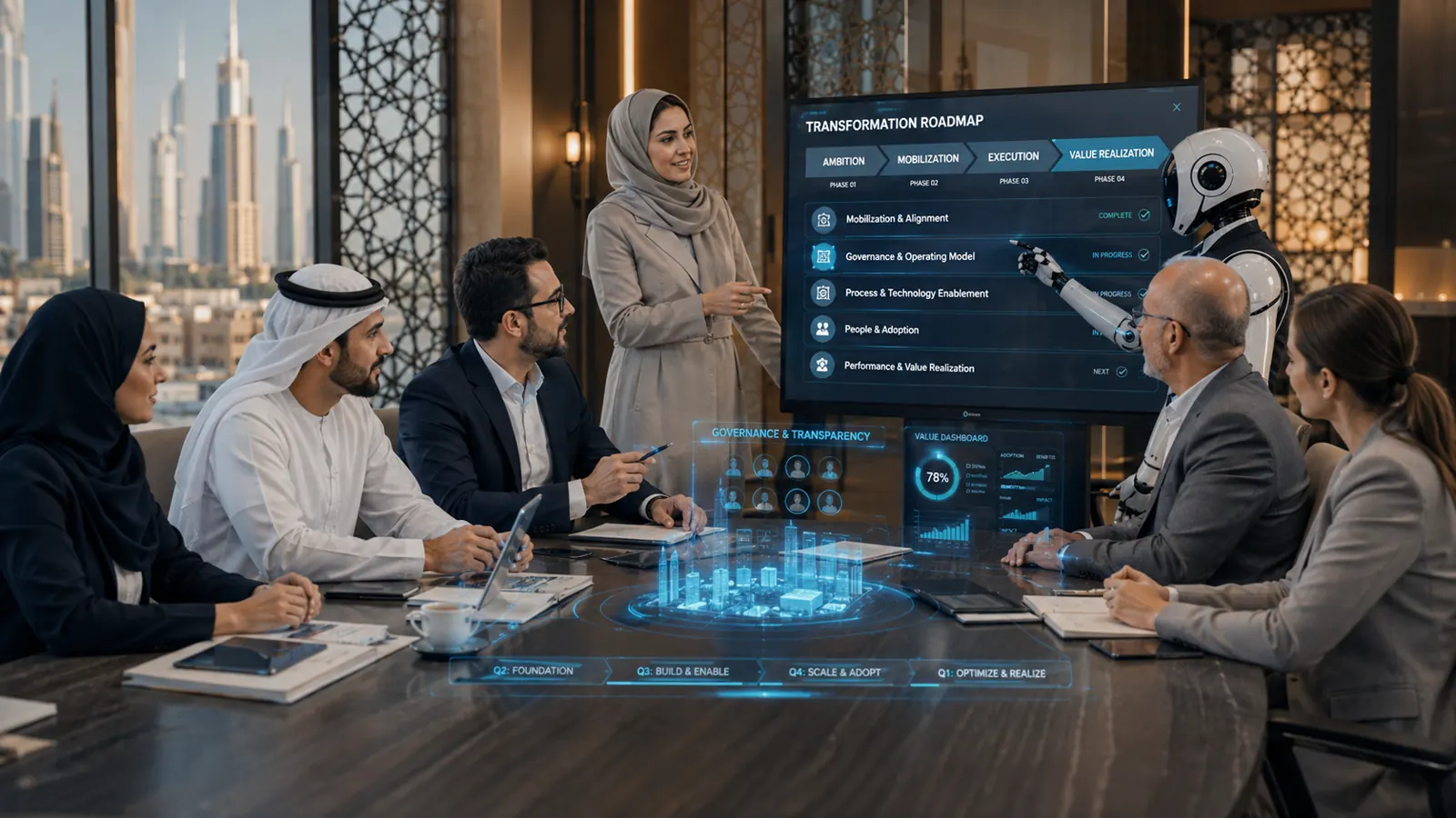 Transformation roadmap meeting with AI agent